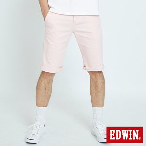 EDWIN KAKHI 基本休閒斜袋 五分色短褲-男款 淡粉色 SHORTS