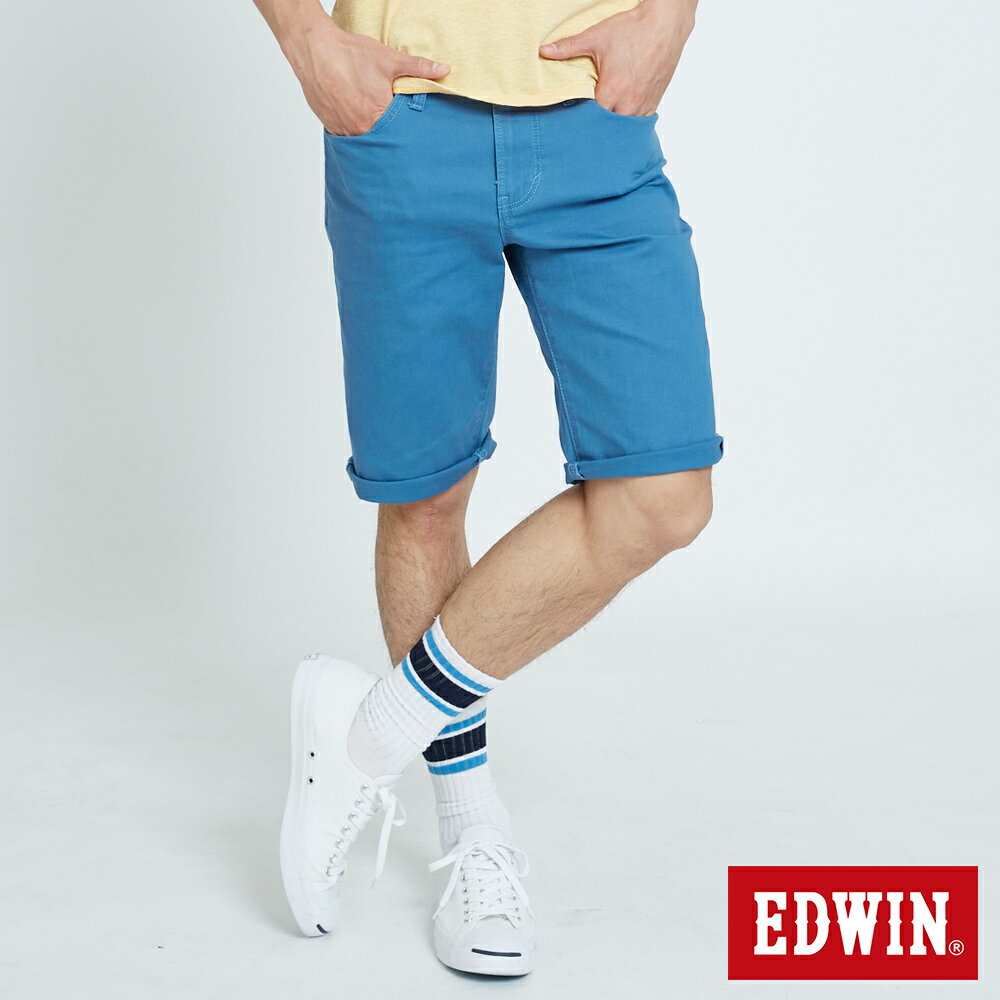 EDWIN 503 KAKHI 基本五袋式 五分色短褲-男款 藍色 SHORTS
