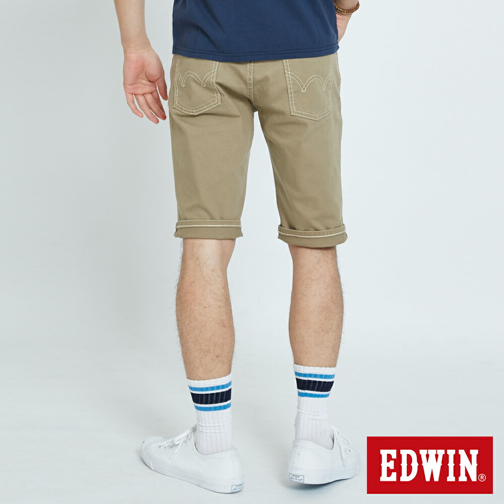 EDWIN 503 KAKHI 大尺碼 基本五袋式 五分色短褲-男款 卡其色 SHORTS