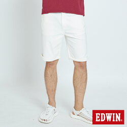 新品↘EDWIN JERSEYS 迦績 涼感 五分短褲-男款 白色 SHORTS