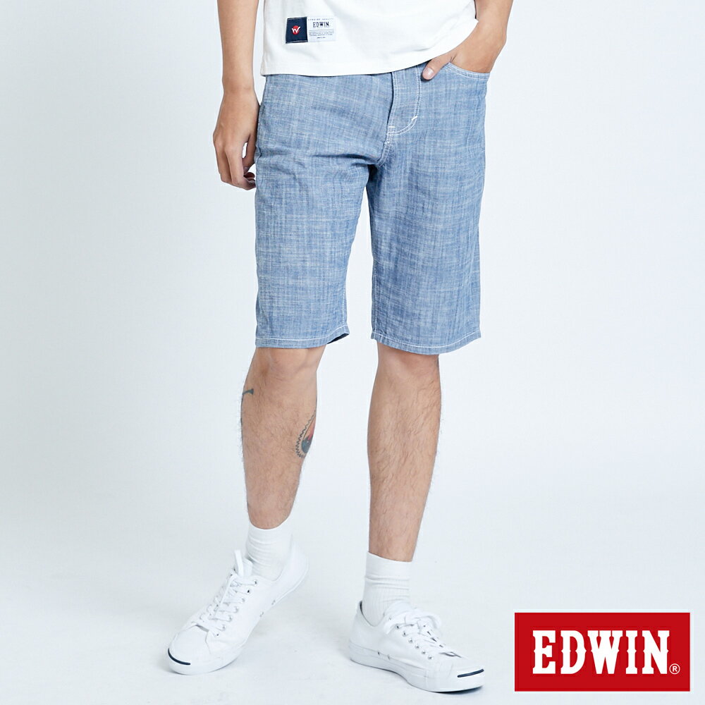 EDWIN 503 BASIC 基本五袋式 牛仔短褲-男款 石洗藍 SHORTS #丹寧服飾特惠