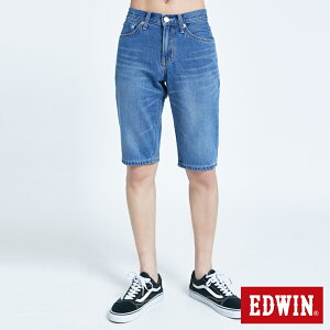EDWIN 503 基本復古牛仔短褲-男款 石洗藍 SHORTS