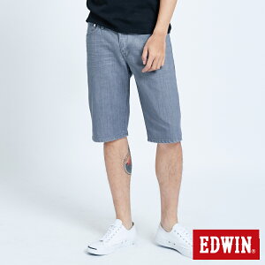 EDWIN 503 基本五袋式 五分牛仔短褲-男款 灰色 SHORTS