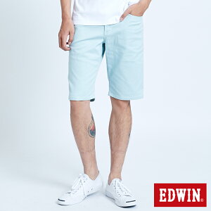 特降品↘EDWIN 503 EDGE LINE 五袋式基本色短褲-男款 淺綠色