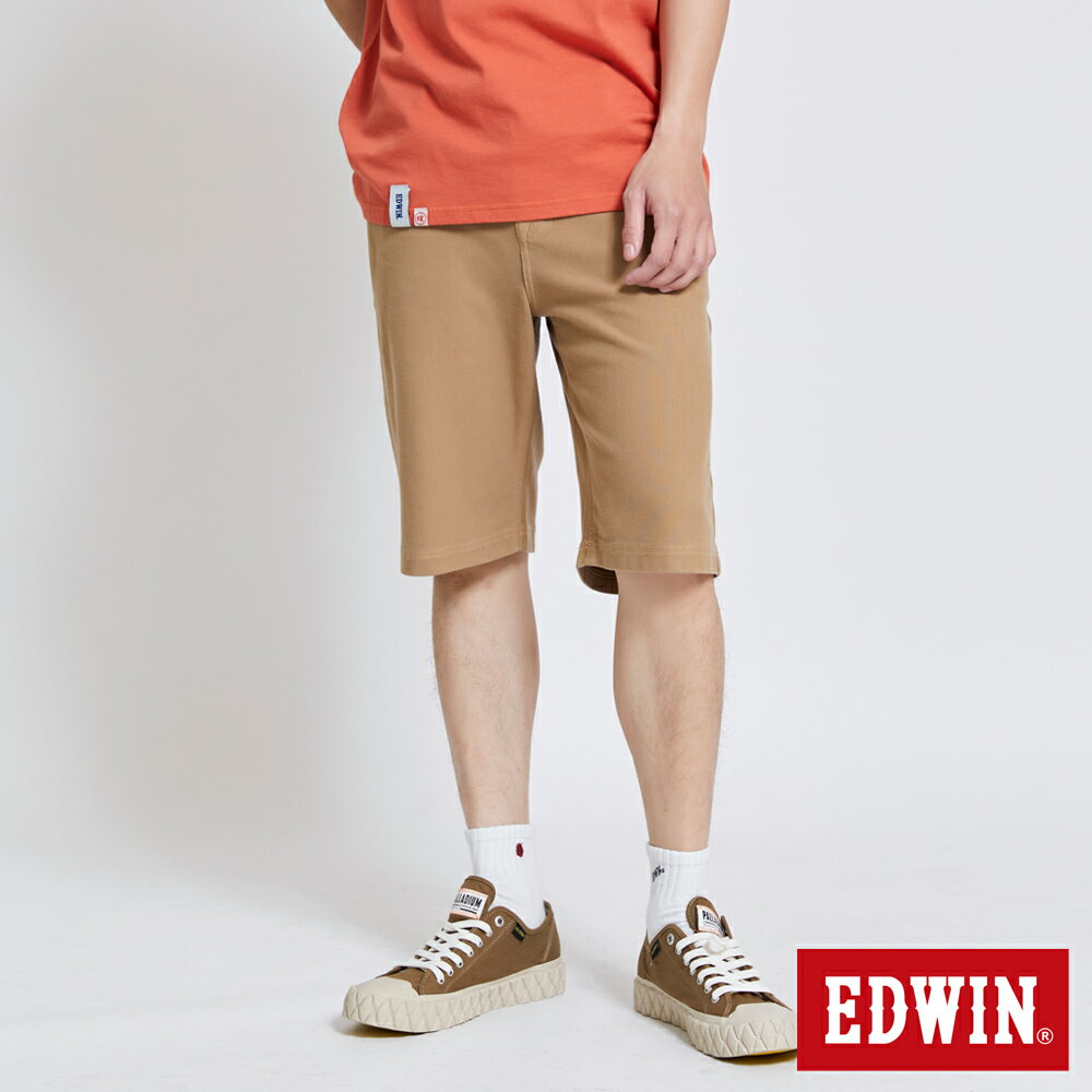 新品↘EDWIN JERSEYS 迦績 EJ3透氣寬鬆短褲-男款 灰卡其