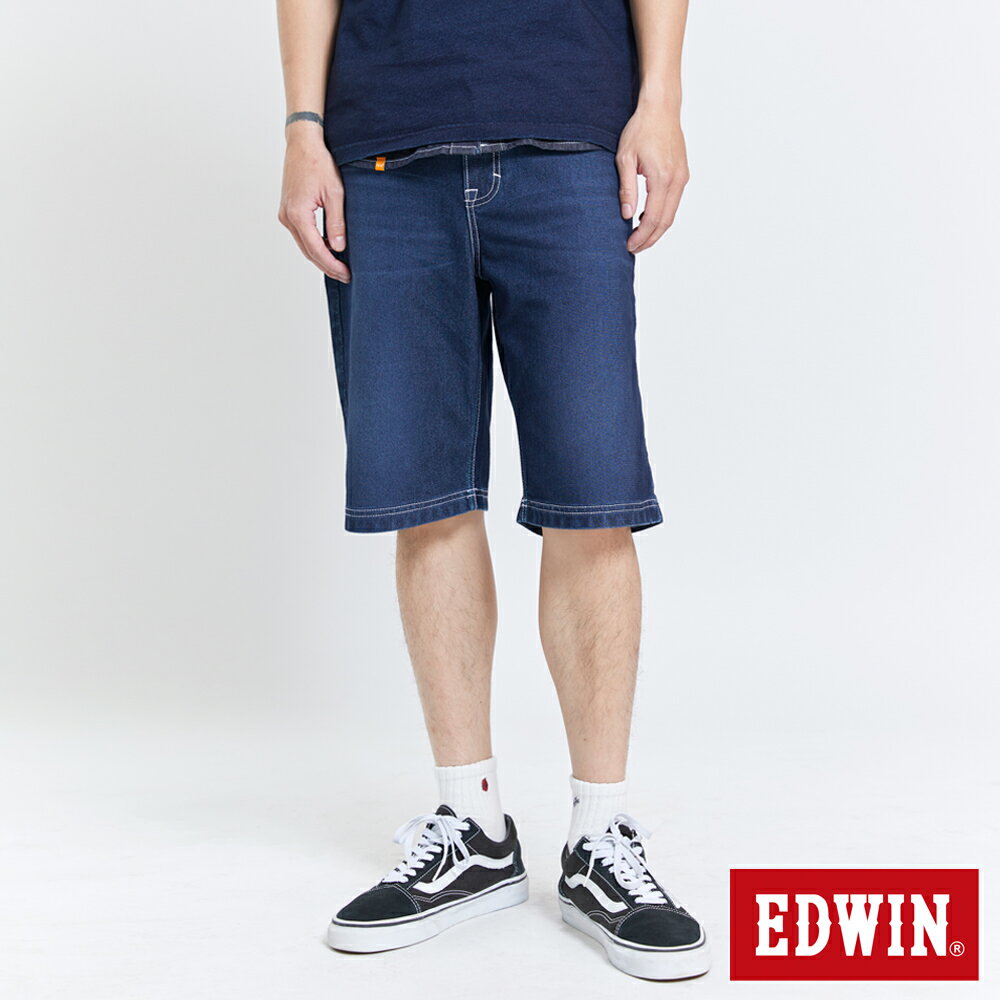EDWIN JERSEYS 迦績  加大碼 冰河玉寬鬆短褲-男款 酵洗藍