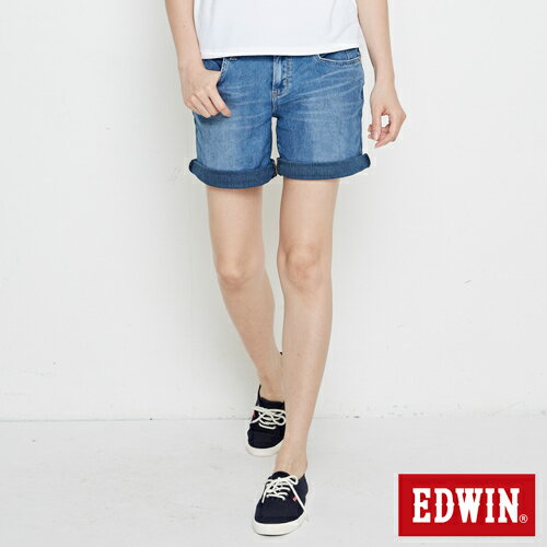 EDWIN JERSEYS 迦績 快乾 牛仔短褲-女款 石洗藍 SHORTS