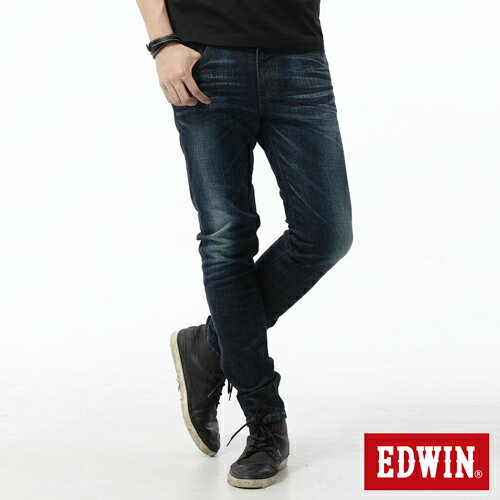 EDWIN EDGE LINE 大尺碼 經典修身窄直筒牛仔褲-男款 酵洗藍 SILM