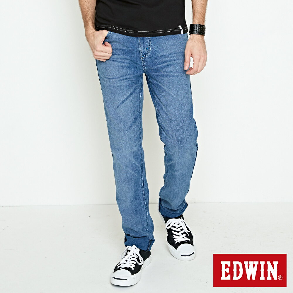 EDWIN JERSEYS 迦績 涼感PK 重水洗AB牛仔褲-男款 石洗藍 TAPERED