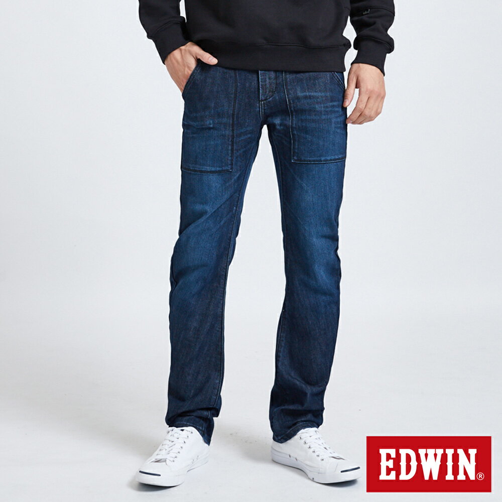 EDWIN E-FUNCTION 3D 伸縮窄直筒牛仔褲-男款 酵洗藍 #暖身慶