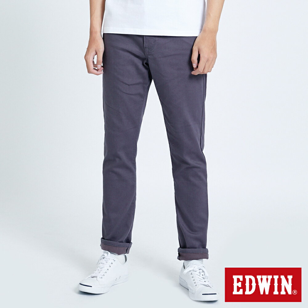 EDWIN 503 EDGE LINE 皮邊雙袋 伸縮窄直筒褲 -男款 灰色 SLIM #丹寧服飾特惠