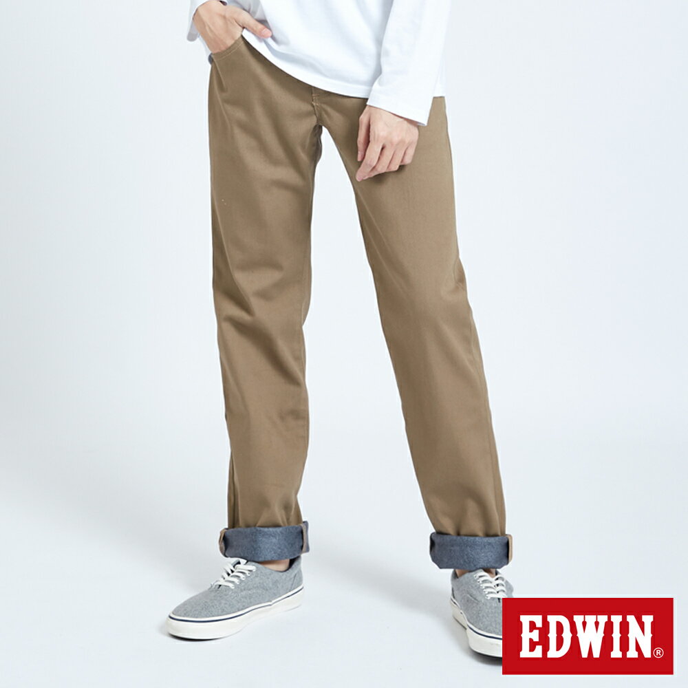 EDWIN 503 BLUE TRIP 大尺碼 保溫款 中直筒牛仔褲 -男款 褐色 STRAIGHT #丹寧服飾特惠