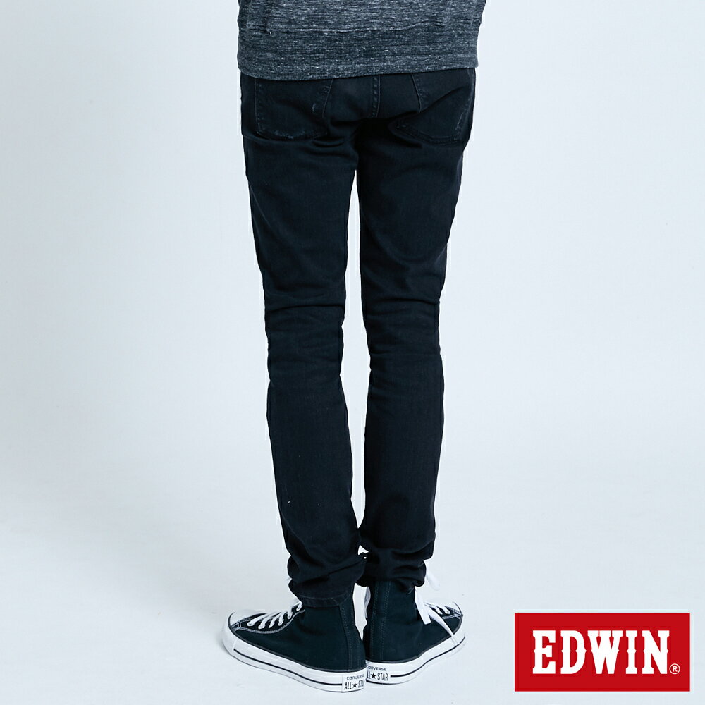 EDWIN 男款 503 BASIC 修身微破窄直筒褲 (黑色) 1