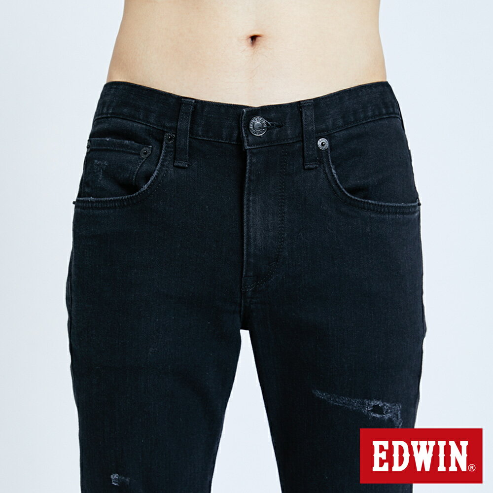 EDWIN 男款 503 BASIC 修身微破窄直筒褲 (黑色) 6