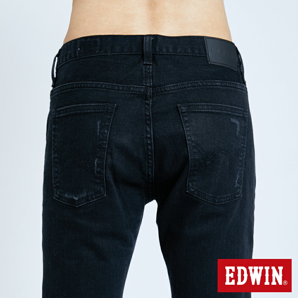 EDWIN 男款 503 BASIC 修身微破窄直筒褲 (黑色) 7