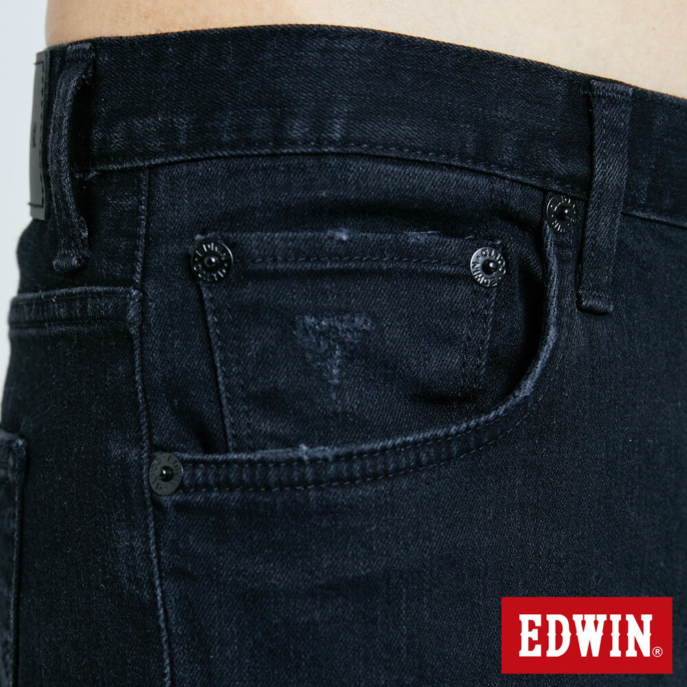 EDWIN 男款 503 BASIC 修身微破窄直筒褲 (黑色) 8