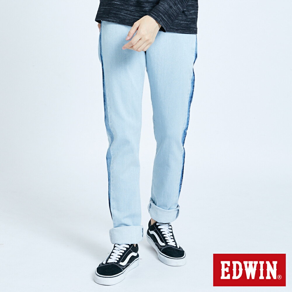 特降品↘EDWIN 503 EDGE LINE 立體繡窄管牛仔褲 -男款 重漂藍 SLIM #丹寧服飾特惠