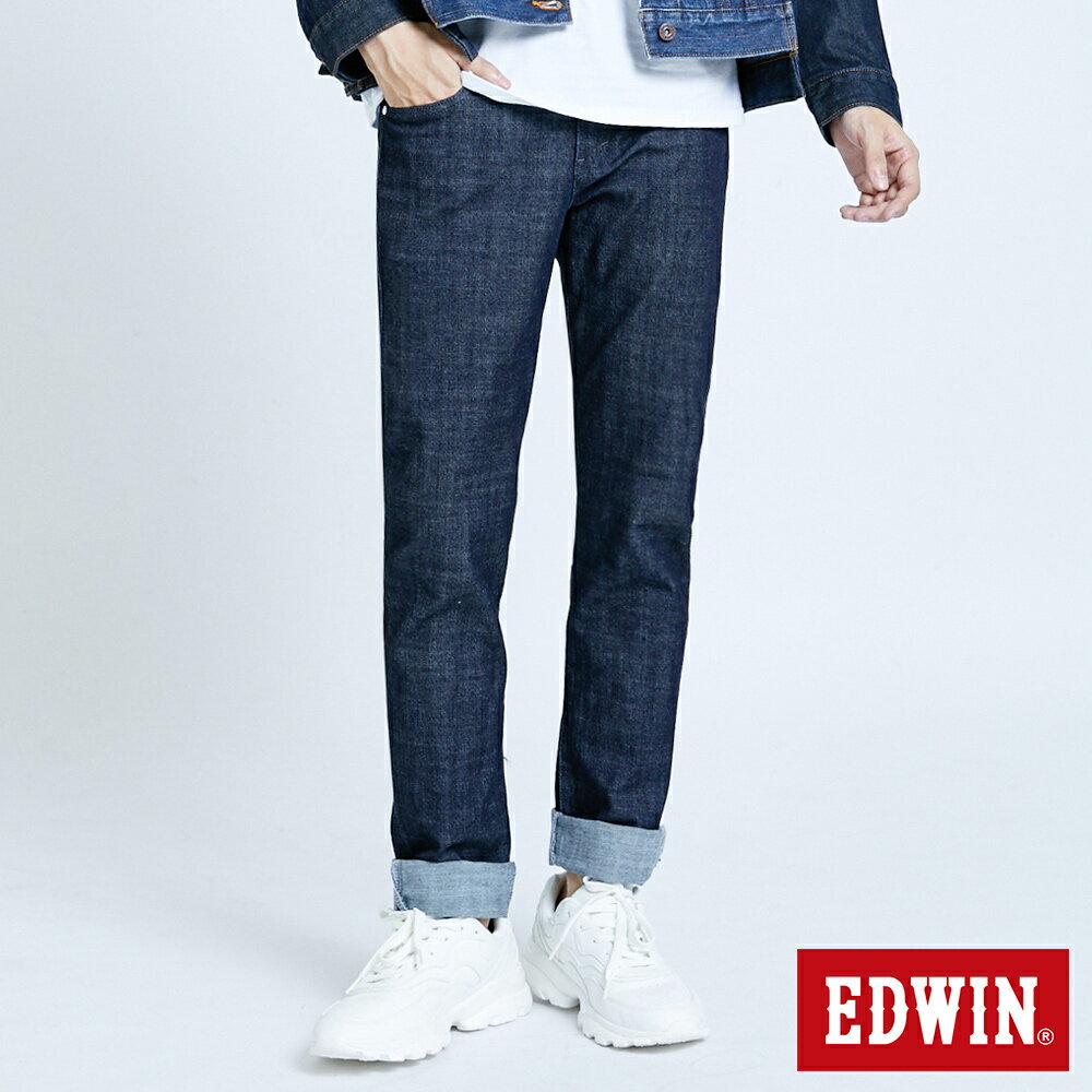 特降品↘EDWIN 503 EDGE LINE 加大碼 立體繡窄管牛仔褲 -男款 原藍色 SLIM #丹寧服飾特惠