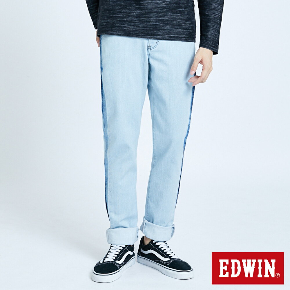特降品↘EDWIN 503 EDGE LINE 加大碼 立體繡窄管牛仔褲 -男款 重漂藍 SLIM #丹寧服飾特惠