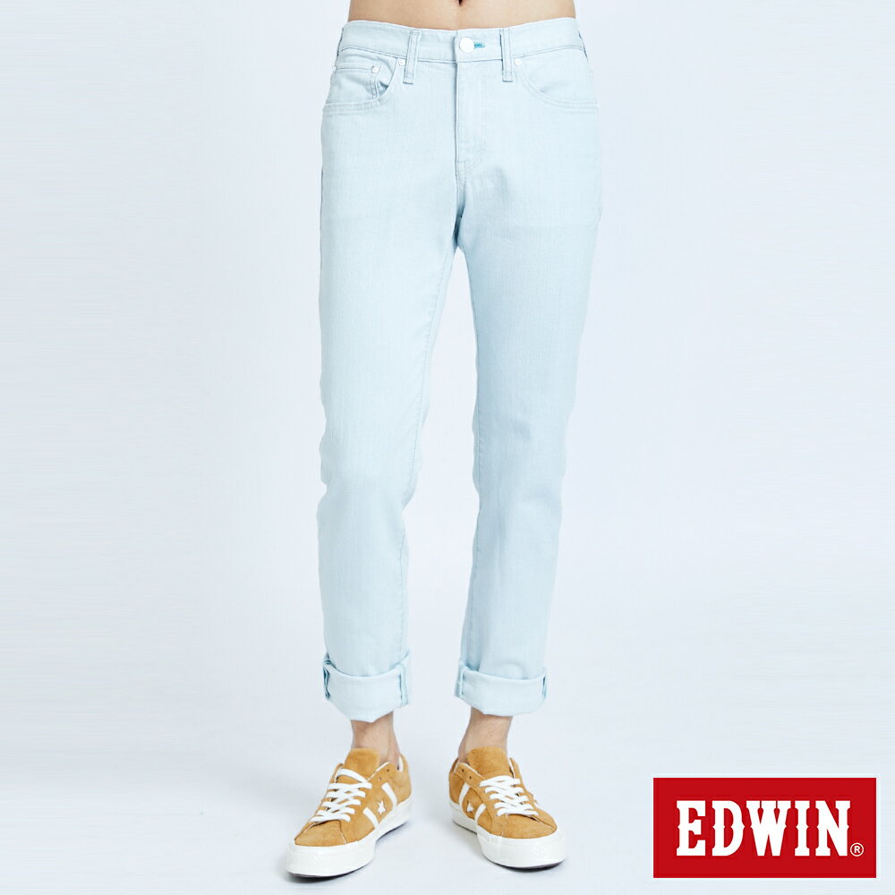 特降品↘EDWIN 503 EDGE 大尺碼 窄直筒牛仔褲(綠色袋花)-男款 重漂藍 SLIM #滿2件享折扣