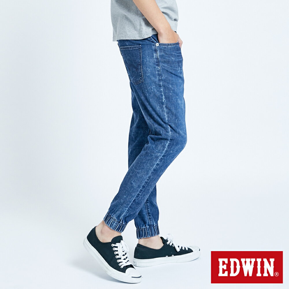 EDWIN 男女款 輕柔五袋式 伸縮束口牛仔褲 (中古藍) 3