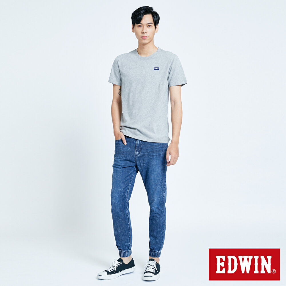 EDWIN 男女款 輕柔五袋式 伸縮束口牛仔褲 (中古藍) 4
