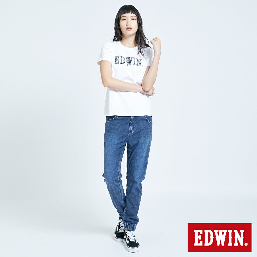 EDWIN 男女款 輕柔五袋式 伸縮束口牛仔褲 (中古藍) 5