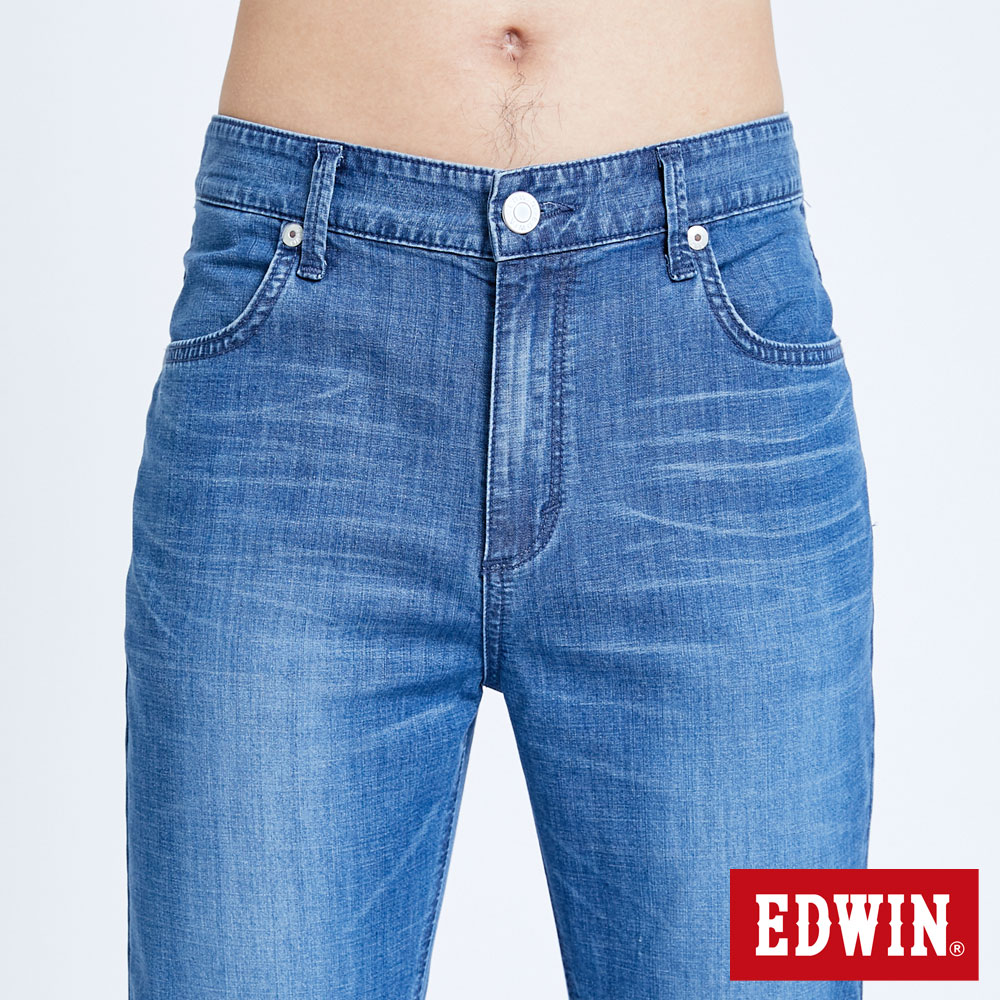 EDWIN 輕柔五袋式 伸縮束口牛仔褲-男女款 石洗藍 JOGGER 6