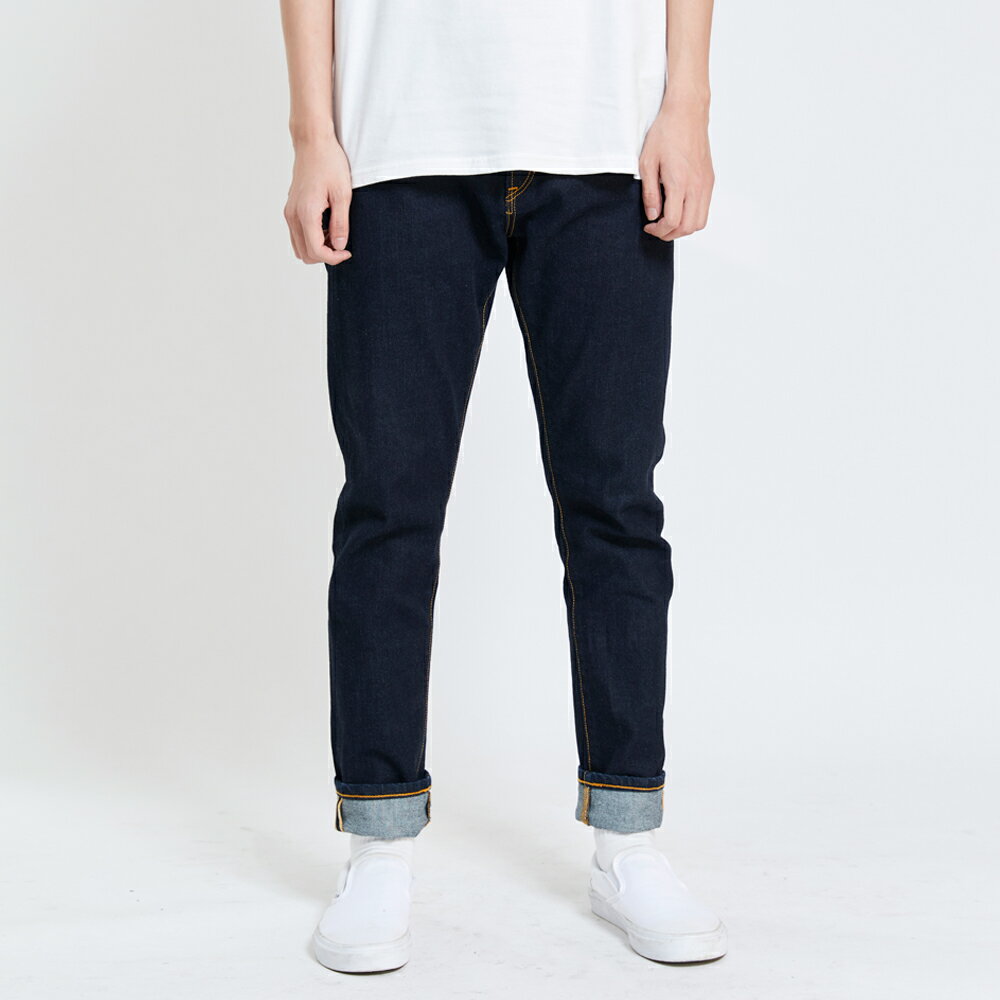 EDWIN 男款 PLUS+ 不對稱赤耳窄管褲 (原藍色) 1