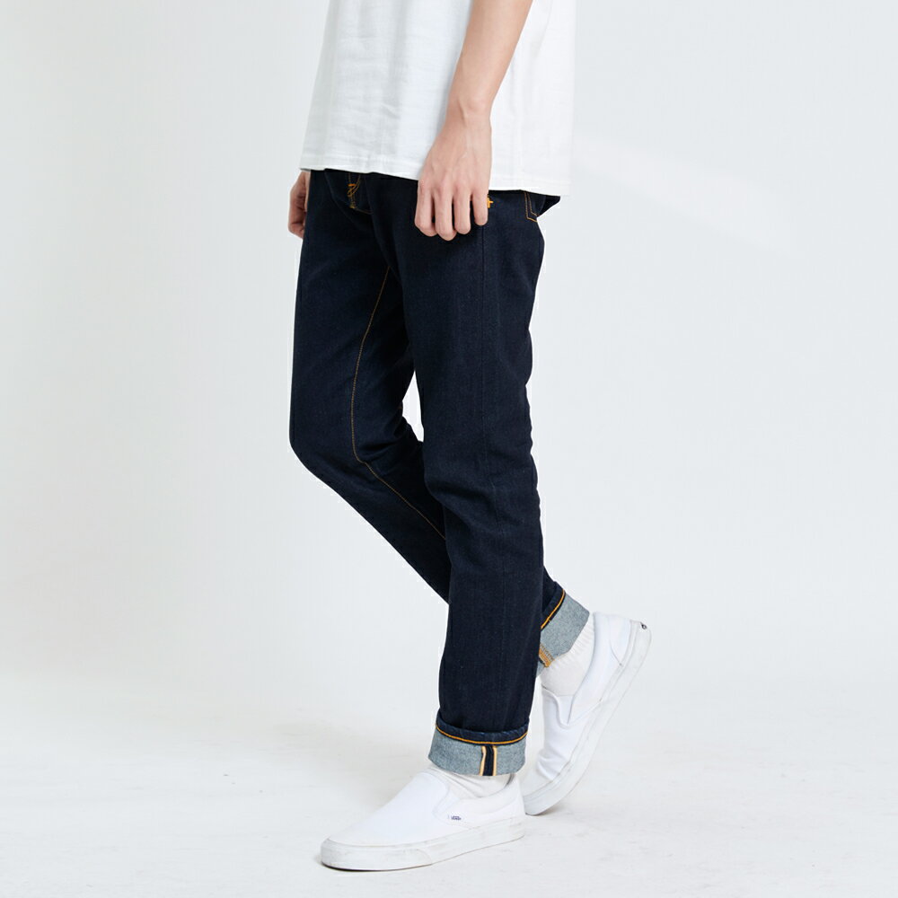 EDWIN 男款 PLUS+ 不對稱赤耳窄管褲 (原藍色) 3