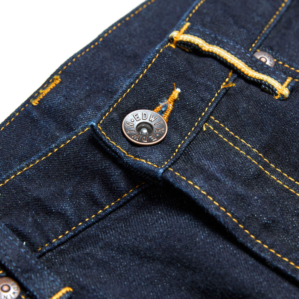 EDWIN 男款 PLUS+ 不對稱赤耳窄管褲 (原藍色) 6