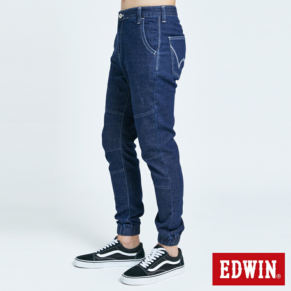 EDWIN E-FUNCTION 剪接束口牛仔褲-男款 酵洗藍 TAPERED 4