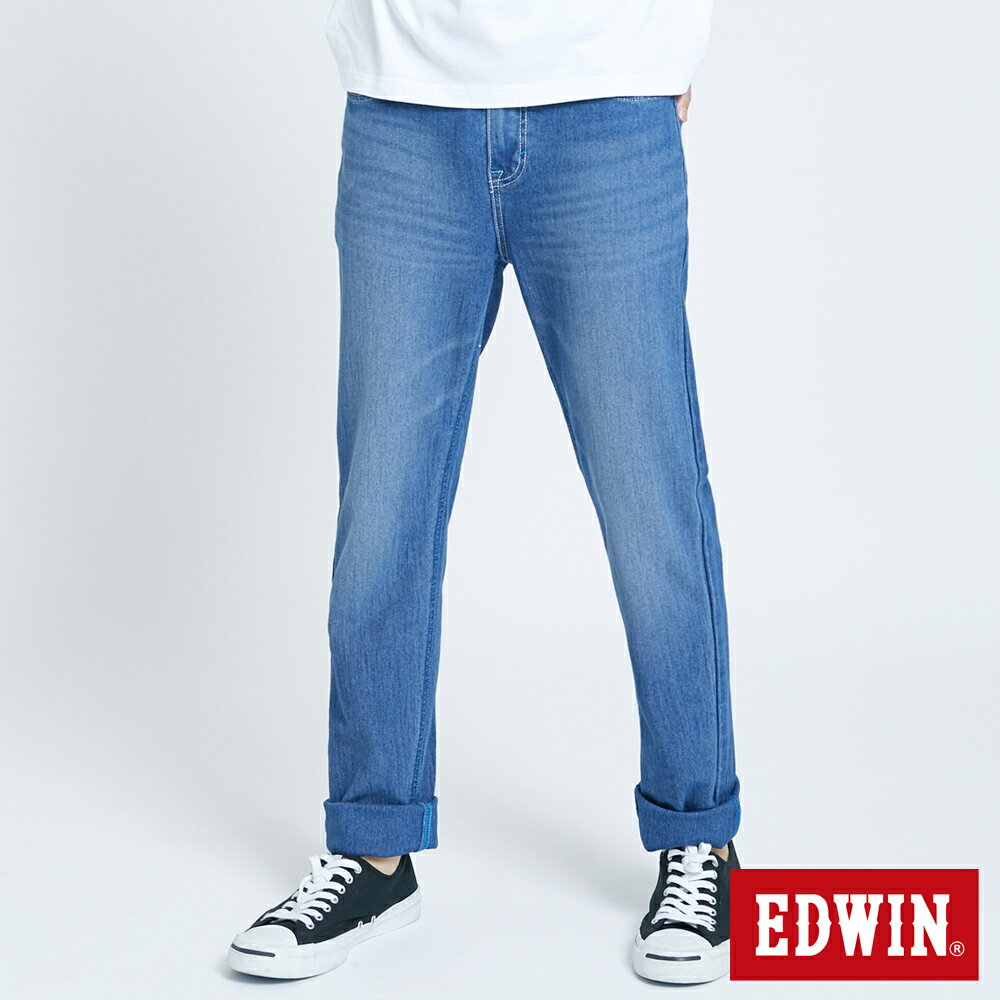 EDWIN 迦績 EJ3 透氣伸縮 中直筒牛仔褲-男款 石洗藍 STRAIGHT #滿2件享折扣