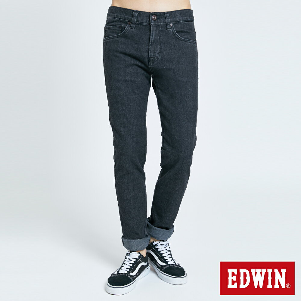 特降品↘EDWIN 503 EDGE LINE 黑線窄管牛仔褲-男款 黑色 SLIM #丹寧服飾特惠