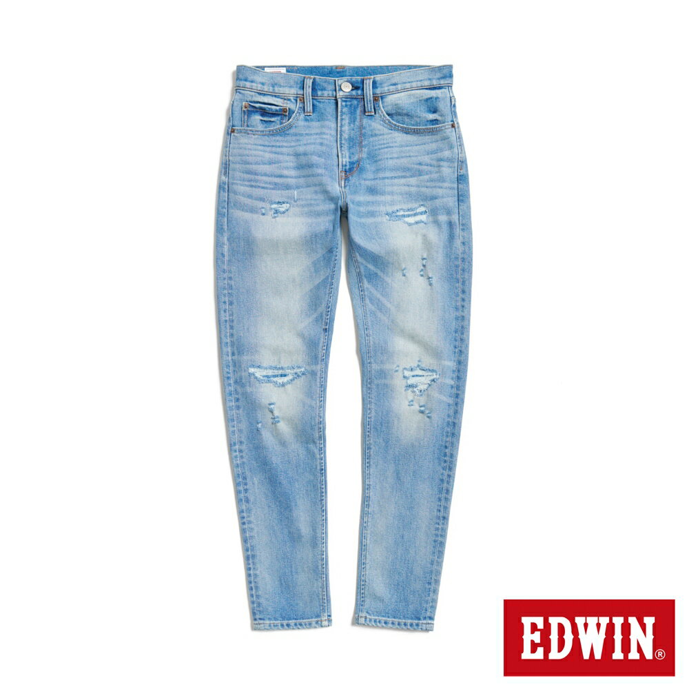 EDWIN RED LABEL 365 丹寧中腰錐形褲-男款 漂洗藍