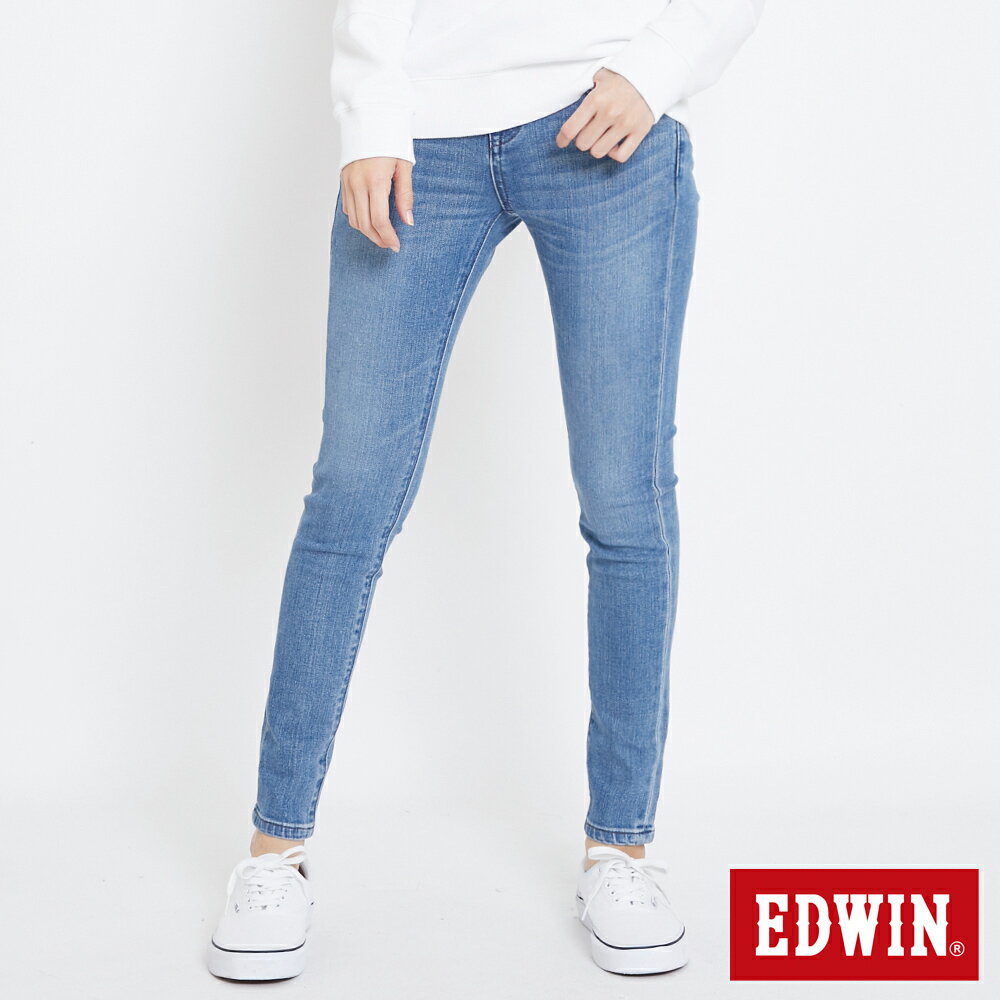 EDWIN MISS 503 經典皮牌 窄直筒牛仔褲-女款 漂淺藍 SKINNY