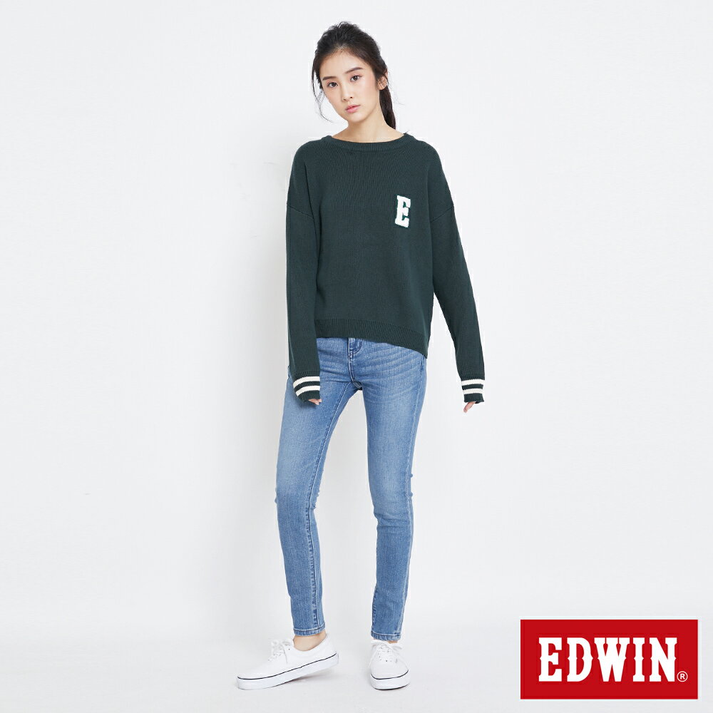 EDWIN MISS 503 經典皮牌窄直筒牛仔褲-女款漂淺藍SKINNY | EDWIN官方