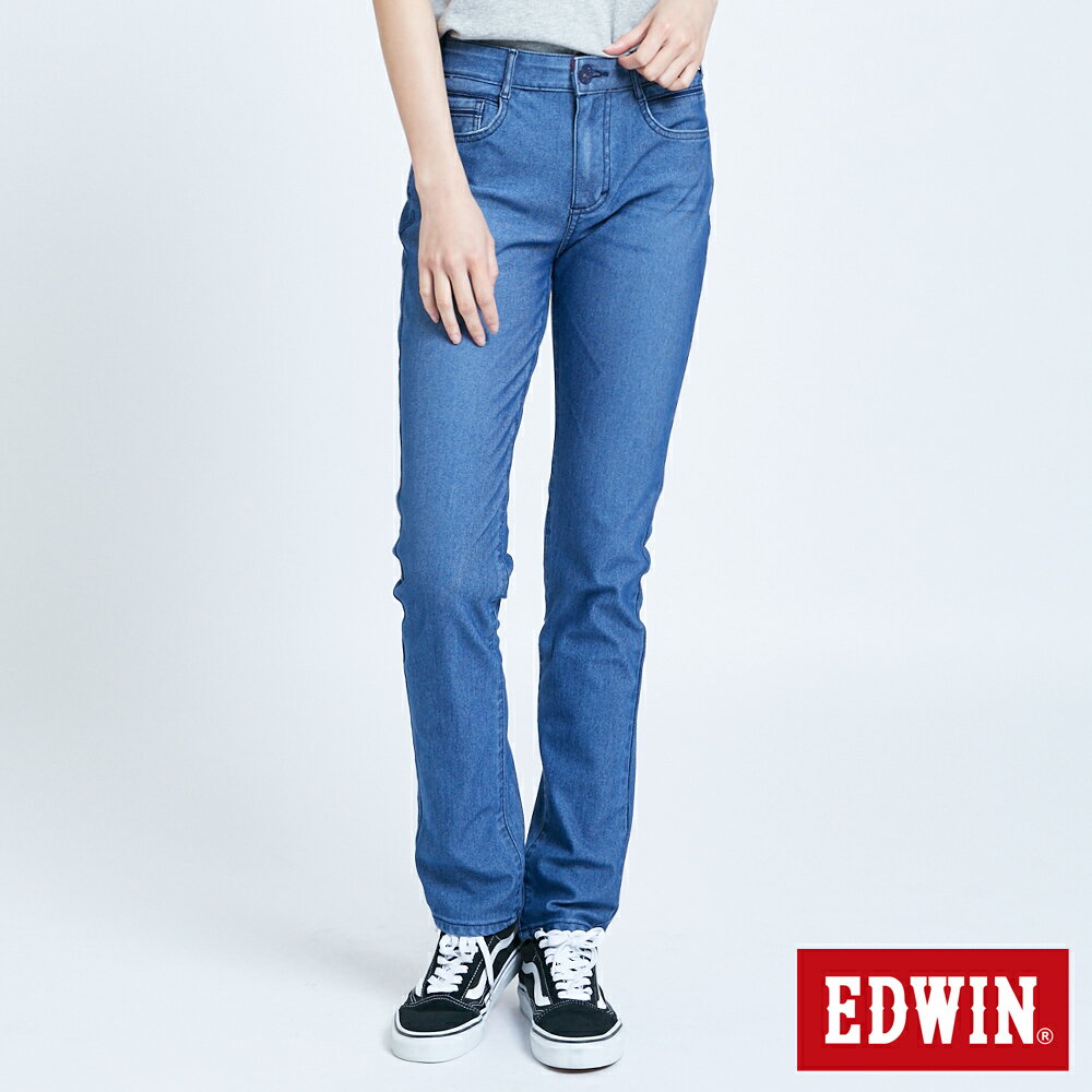 EDWIN JERSEYS 迦績 EJ7 透氣錐形牛仔褲-女款 中古藍 JOGGER TAPERED #丹寧服飾特惠