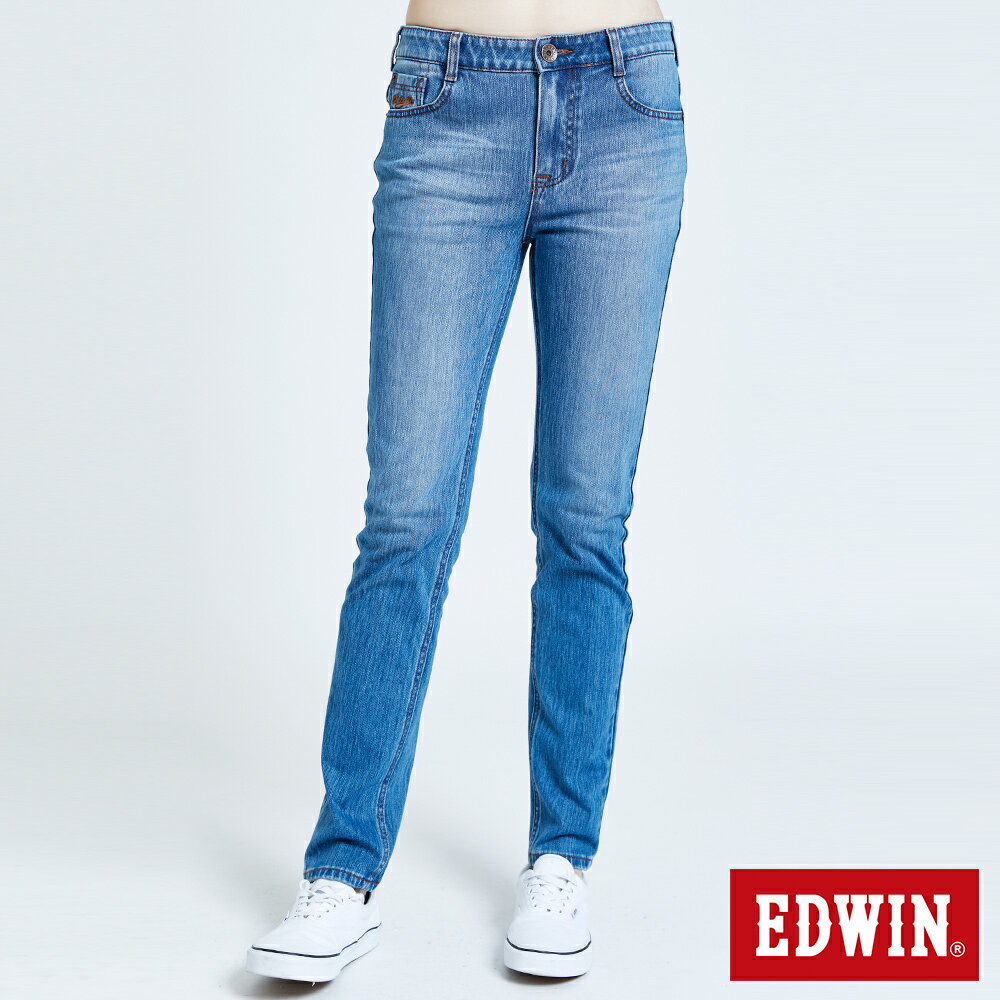 EDWIN JERSEYS 迦績 EJ7 棉錐形牛仔褲-女款 石洗藍 TAPERED