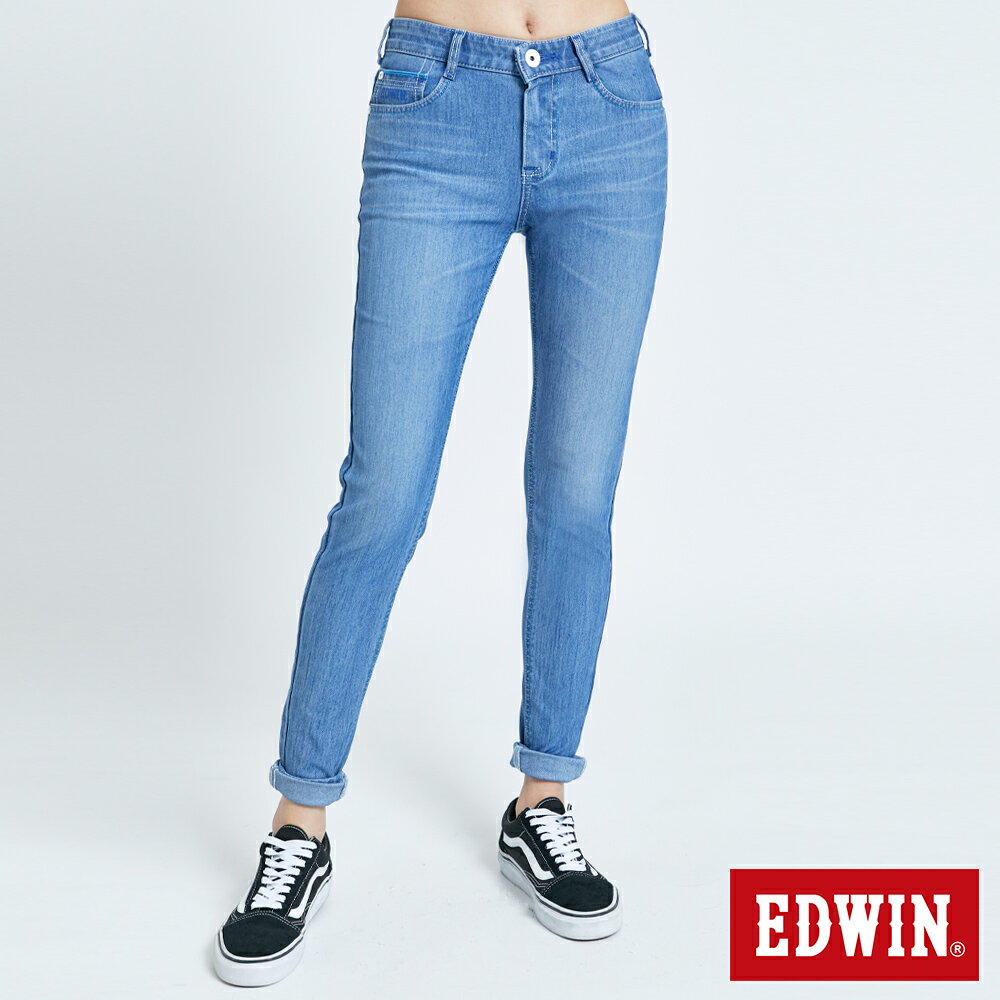 特降品↘EDWIN JERSEYS 迦績 EJ6 超彈錐形牛仔褲-女款 漂淺藍 TAPERED