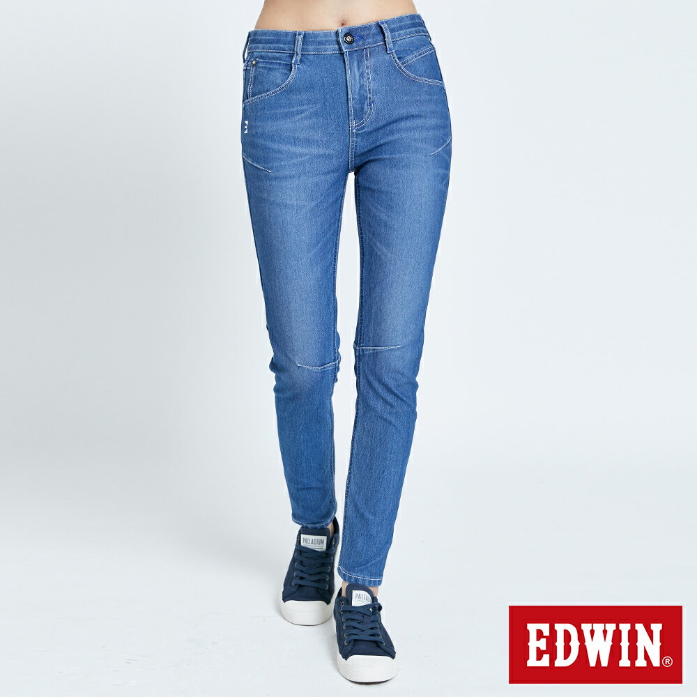 特降品↘EDWIN 迦績 E-FUNCTION EJ6 3D立體牛仔褲-女款 拔洗藍 TAPERED JOGGER #丹寧服飾特惠