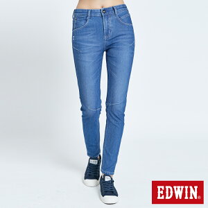 特降品↘EDWIN 迦績 E-FUNCTION EJ6 3D立體牛仔褲-女款 拔洗藍 TAPERED JOGGER