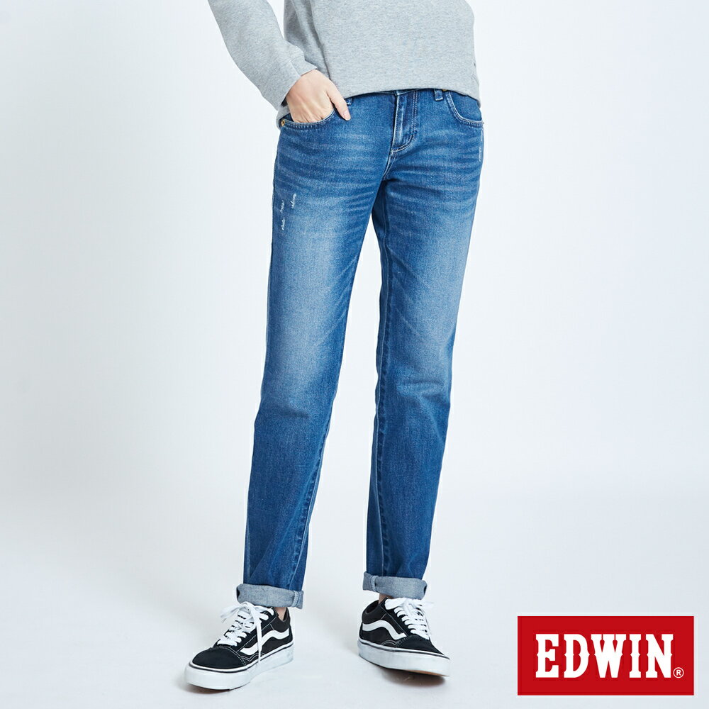EDWIN MISS 小AB男友牛仔褲-女款 石洗藍 #丹寧服飾特惠