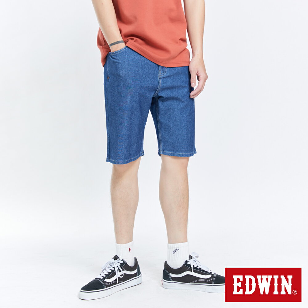 EDWIN JERSEYS 迦績 加大碼 PLUS透氣短褲-男款 拔洗藍