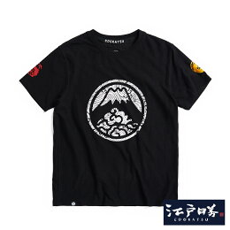 EDOKATSU江戶勝 海浪植絨LOGO短袖T恤-男款 黑色