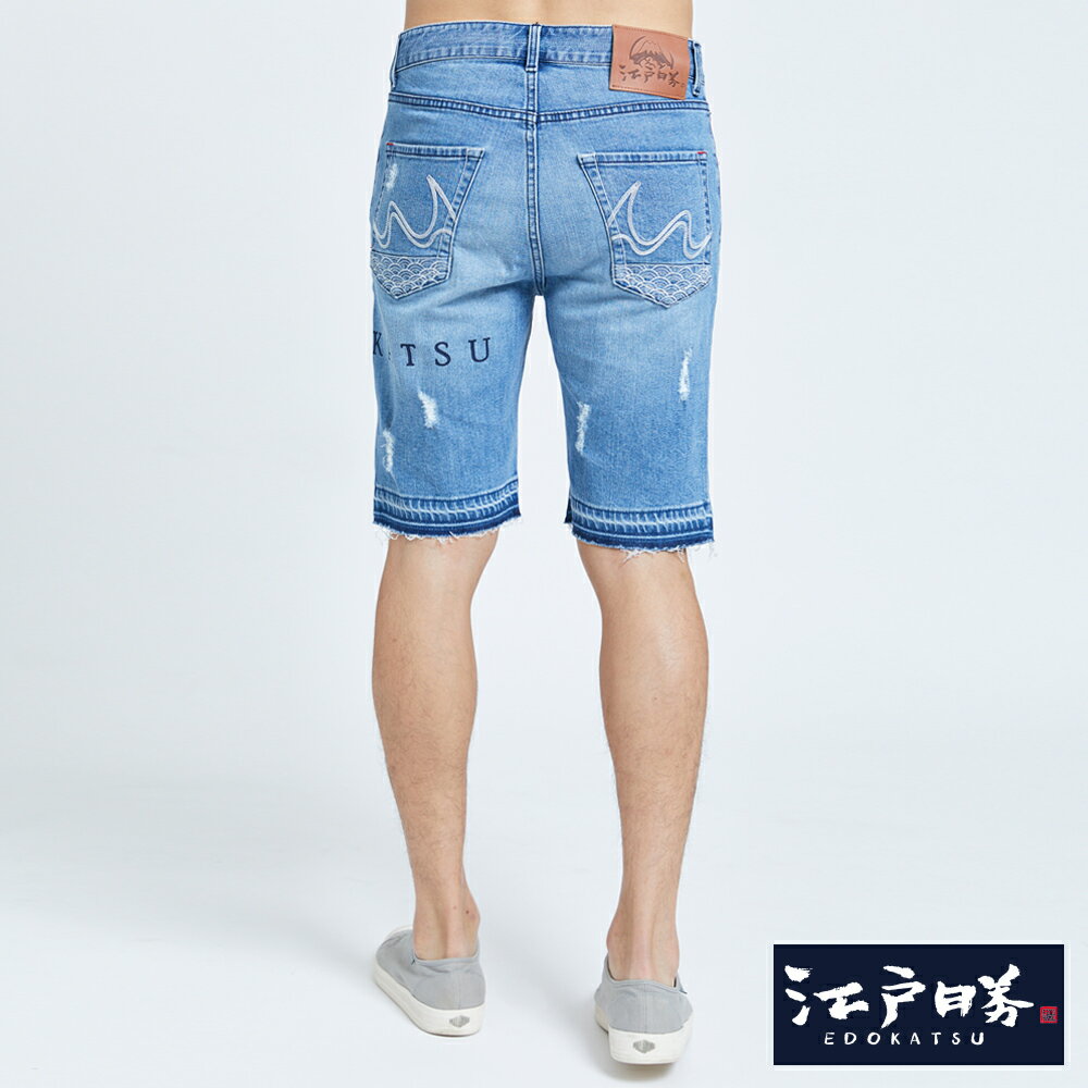 EDOKATSU江戶勝 能樂不收邊牛仔短褲-男款 漂淺藍 SHORTS 2