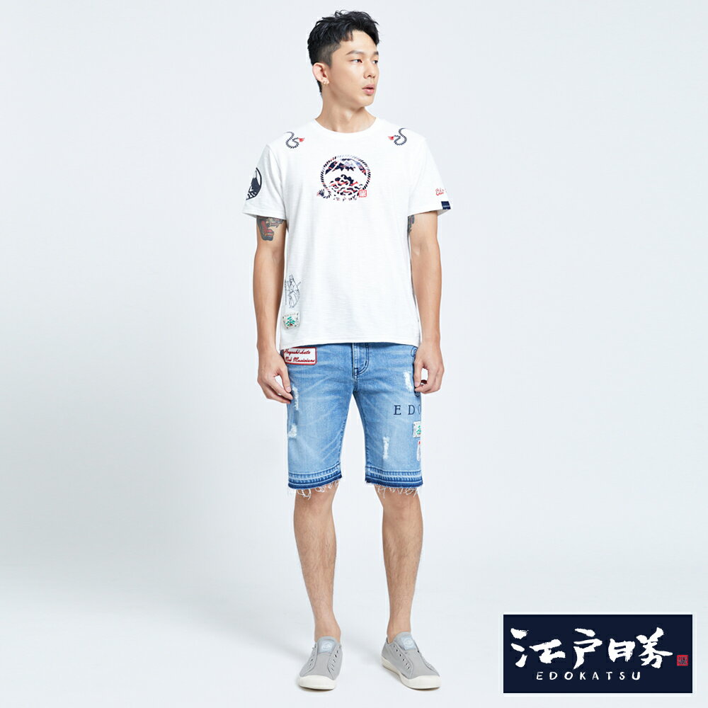 EDOKATSU江戶勝 能樂不收邊牛仔短褲-男款 漂淺藍 SHORTS 5