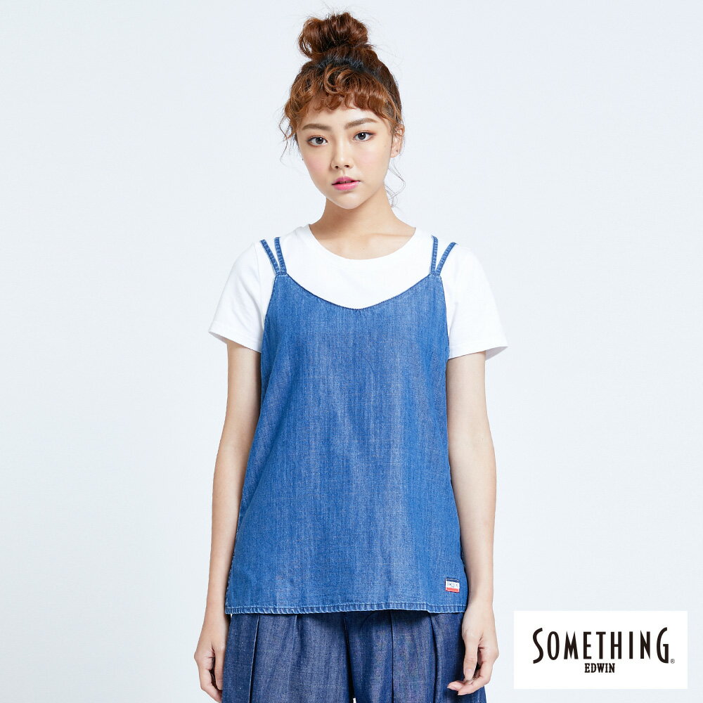 SOMETHING 女款 涼夏細帶背心 (中古藍)
