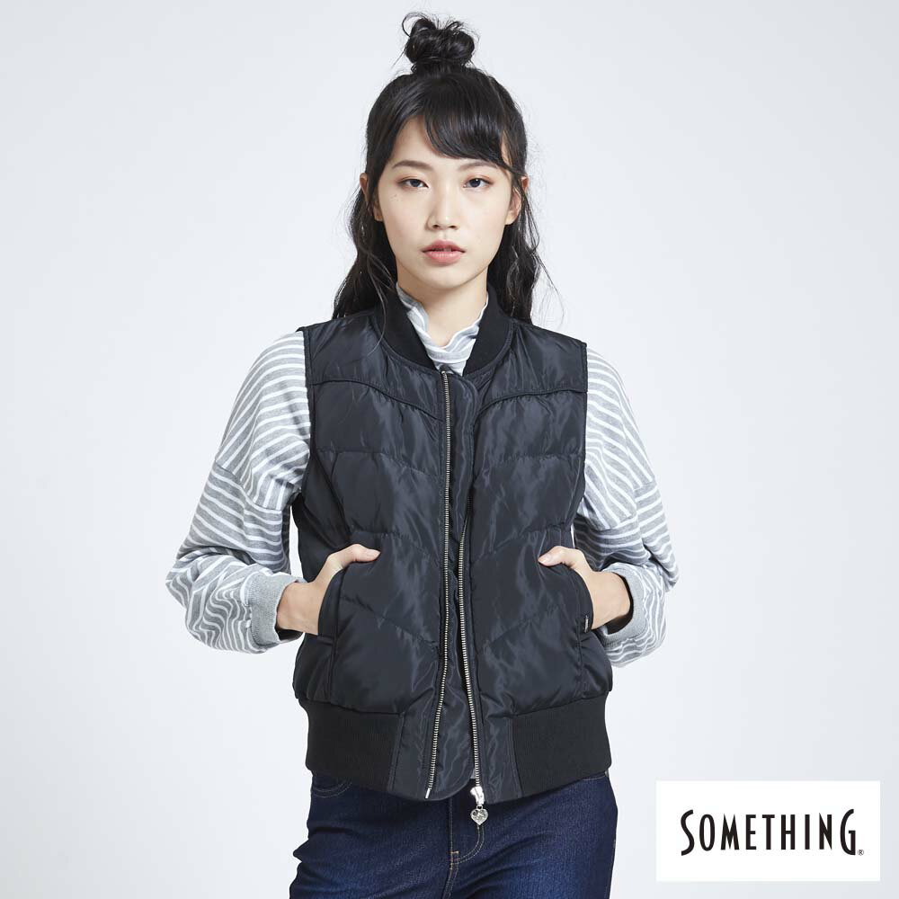 SOMETHING 羽絨背心-女款 黑色 #暖身慶