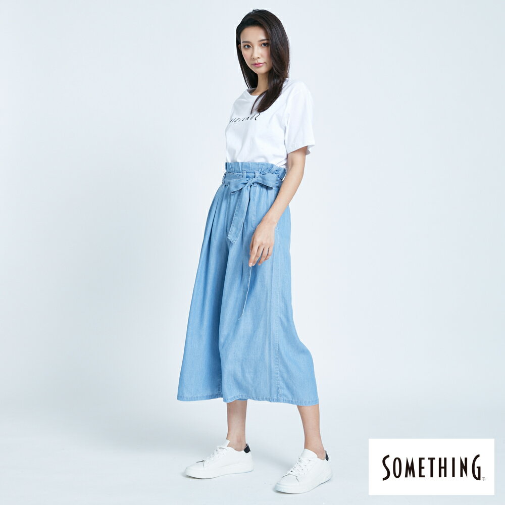 SOMETHING 天絲®束袋型闊腿褲-女款  漂淺藍 6